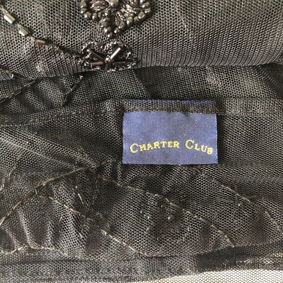 Elegant Sheer Beaded Black Scarf Evening Shawl 20"x78" - Picture 7 of 12